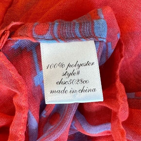 Women's Infinity Scarf Coral/Blue - Picture 4 of 7